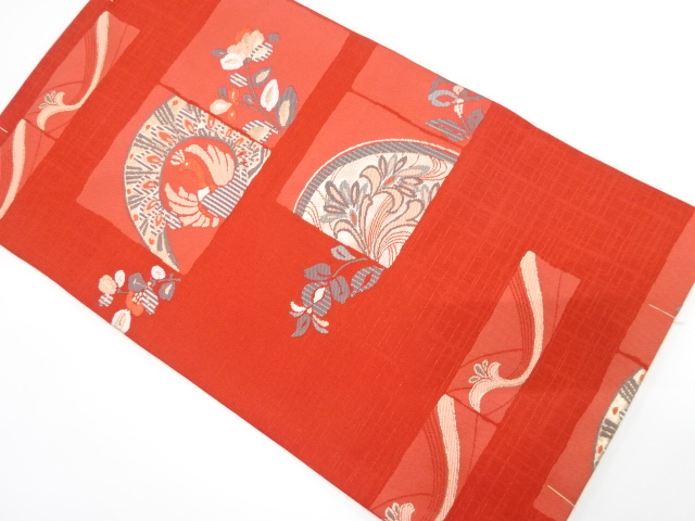 未使用品　花鳥模様織り出し　名古屋帯